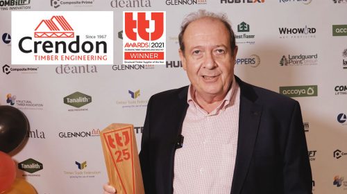 Crendon Timber Engineering win the Structural Timber Systems Supplier of the Year Award at the 2021 TTJ Awards