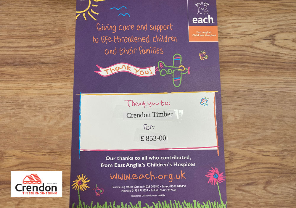 We are pleased to advise that our customers have helped us to raise an amazing £853 for the East Anglia Children’s Hospices – 01/11/22