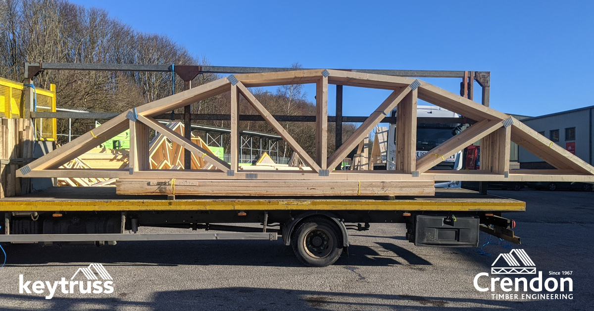 Curved Roof Trusses to match an existing building all loaded ready for delivery for a new Development at Dale Abbey Derbyshire