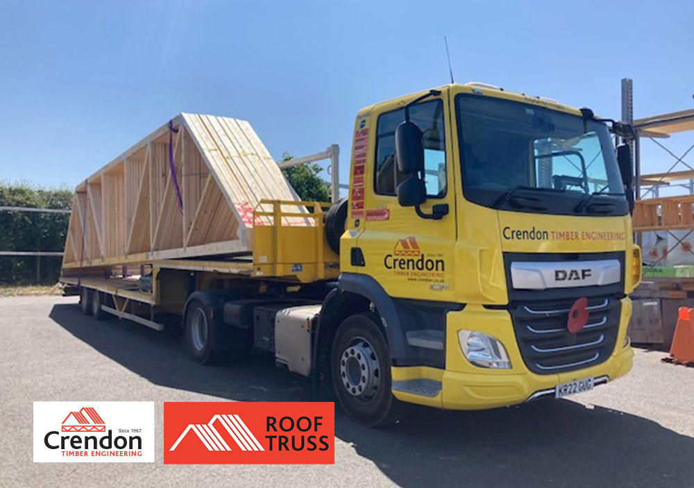 A full load of 15m Span Trusses for a new care home in March, Cambridgeshire all being loaded with slings for crane unload for delivery this week 100% On Time In Full