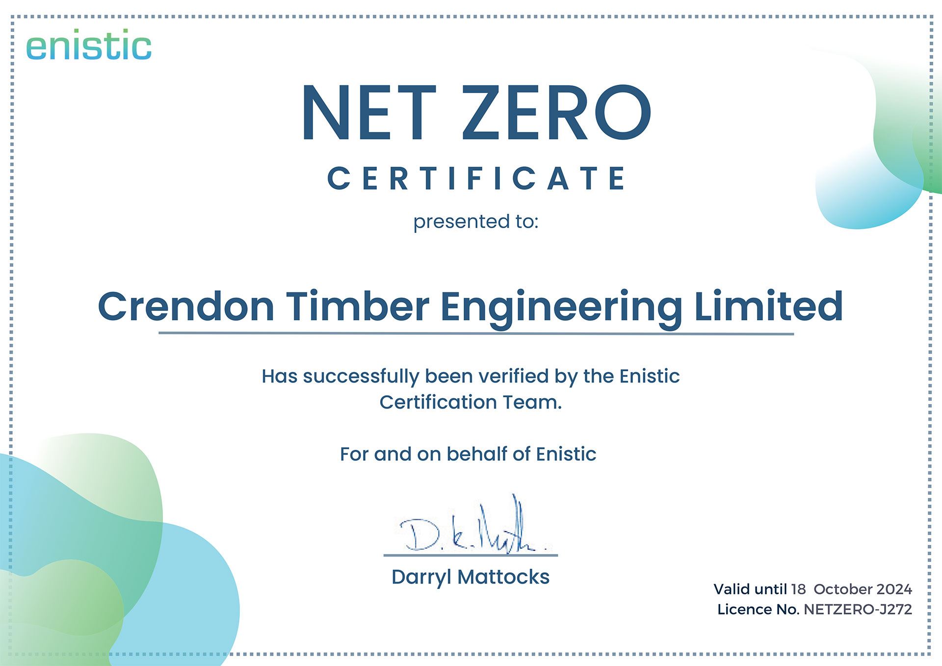 We are delighted to advise that Crendon Timber Engineering has been confirmed as achieving a Verified Net Zero Climate Positive Carbon Status
