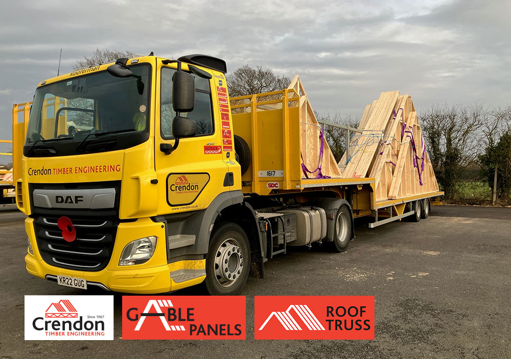 A full load of Trusses and Gable Panels ready for delivery this week 100% On Time In Full for a Housing Association Development in Dereham. Hopefully the worst of the recent wet weather is now behind us!