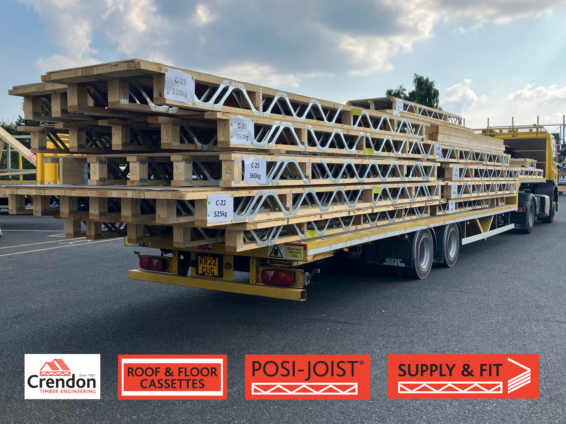 Another Full Load of Posi-Joist Floor Cassettes being delivered for the next phase of a large new build project in Bishops Stortford.