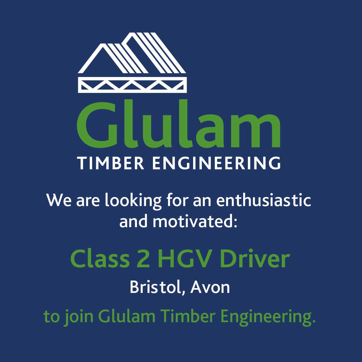 Glulam Timber Engineering, part of the Wyckham Blackwell Group of Companies, is seeking a suitably qualified Class 2 HGV Driver.