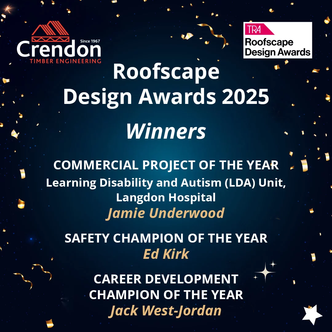 We’re incredibly proud to announce that Crendon Timber Engineering has won three prestigious awards at the Trussed Rafter Association (TRA) Roofscape Design Awards 2025
