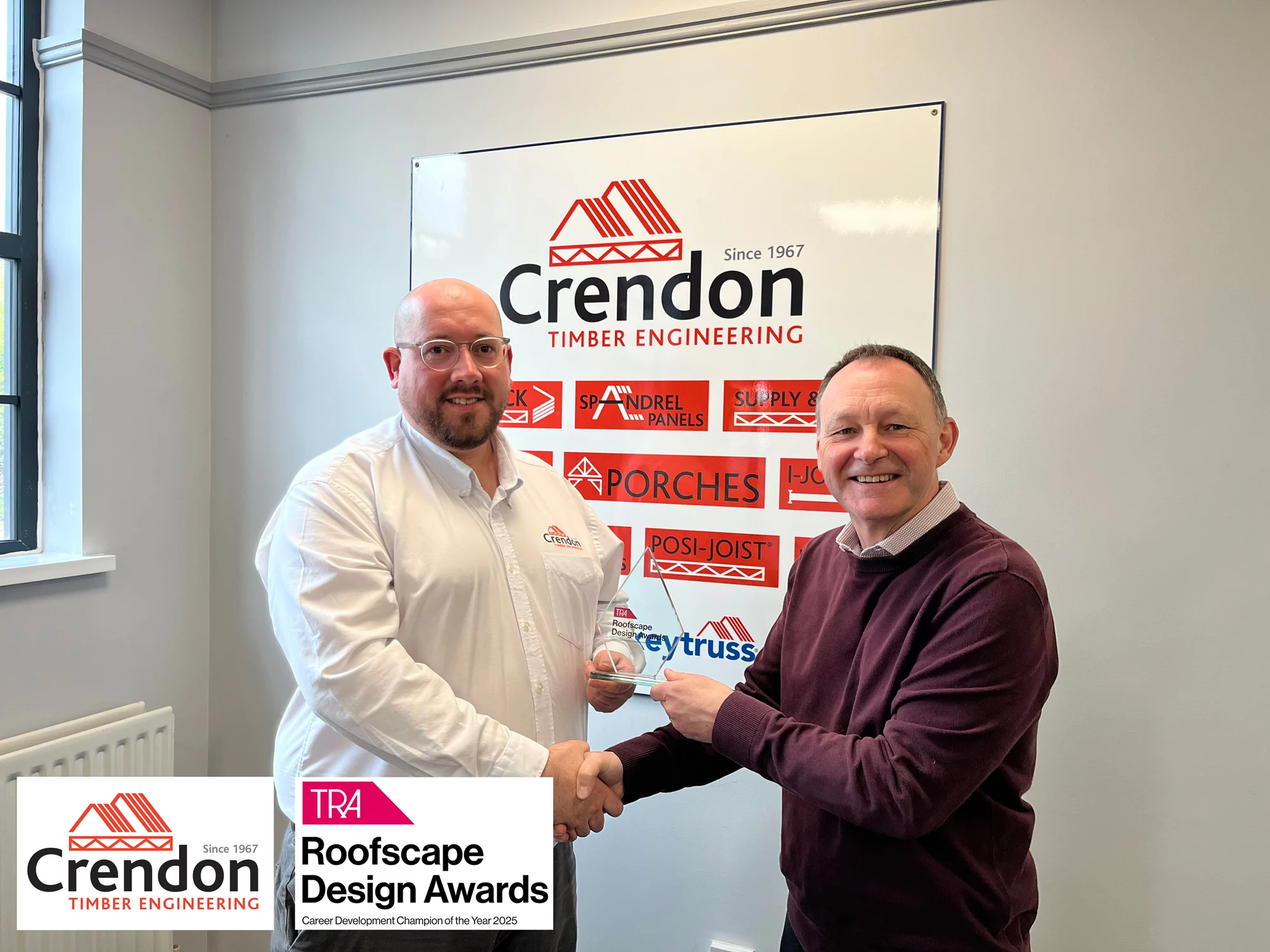 At this year’s TRA Roofscape Design Awards, Jack West-Jordan our Crendon East Harling Branch Manager was named Career Development Champion of the Year 2025