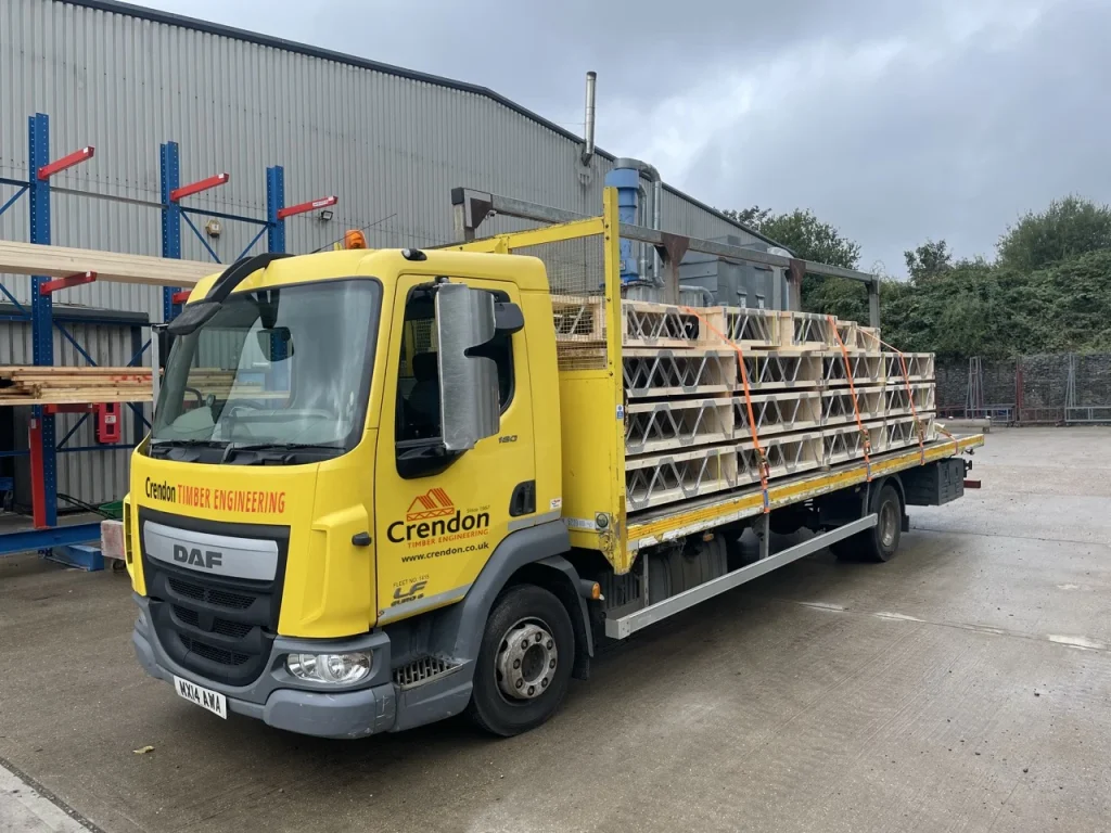 Posi joists on back of flat bed lorry