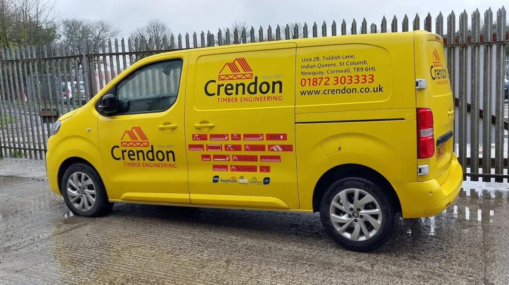 Yellow van with Crendon decals