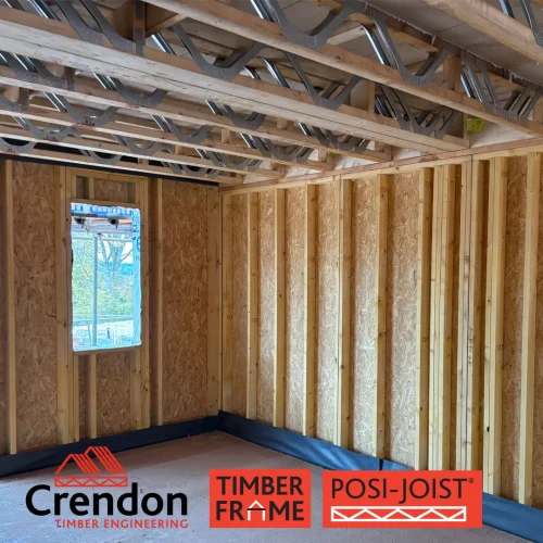 Two timber frame walls with Posi-Joist above.