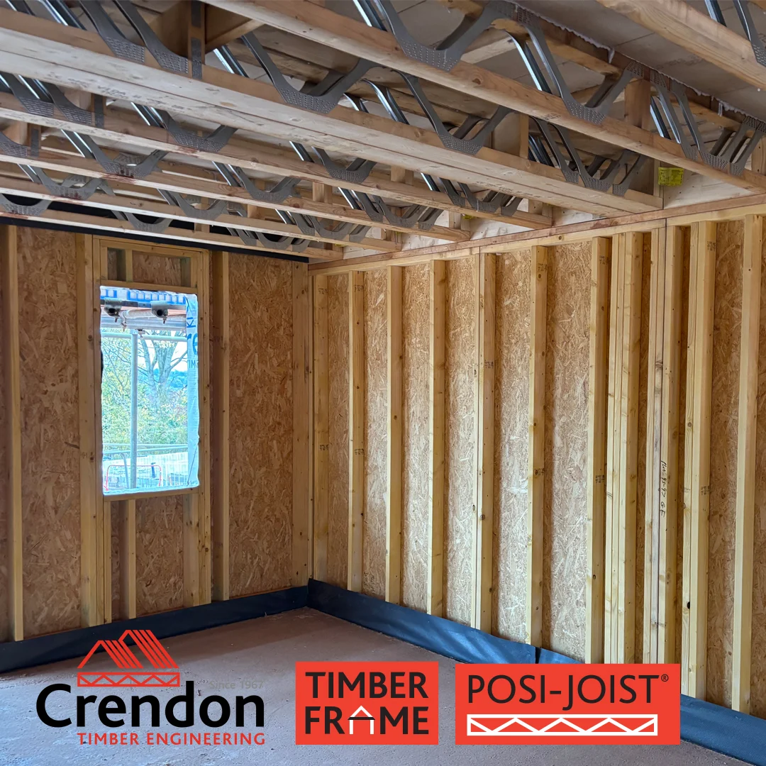 Two timber frame walls with Posi-Joist above.