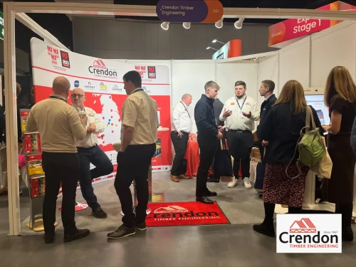 The Crendon team at the Crendon stand, talking to exhibitors.